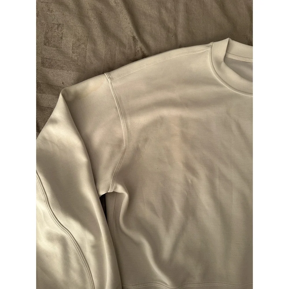 Lululemon Sweatshirt Women8 Opal White Cropped Crewneck Stretch Pullover LW3EZLS